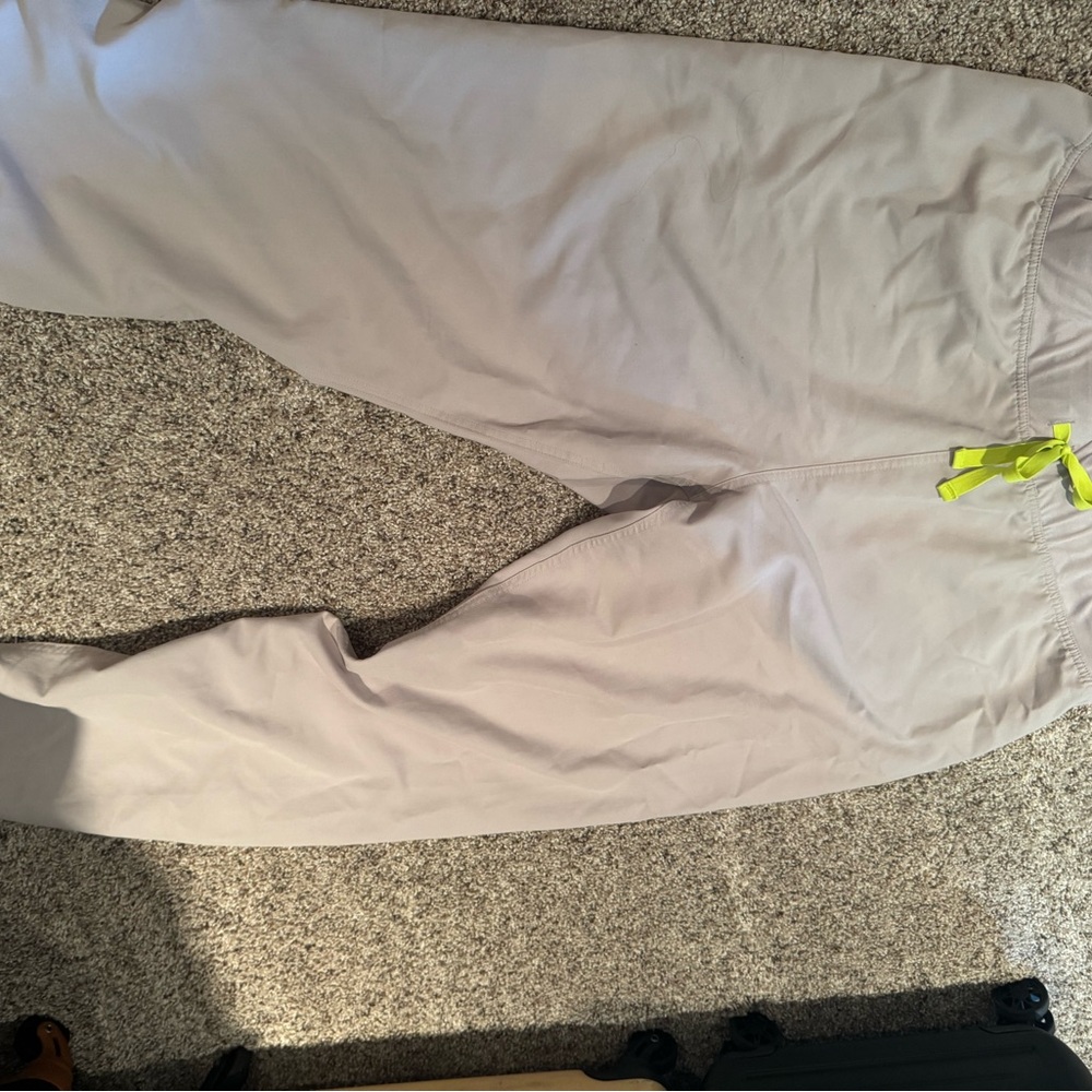 Figs tan/grey Pants with Neon Green Tie